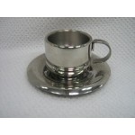 ESPRESSO CUPS   STAINLESS STEELFABROSK  2 ESPRESSO CUPS AND 2 SAUCERS  (4PCS)